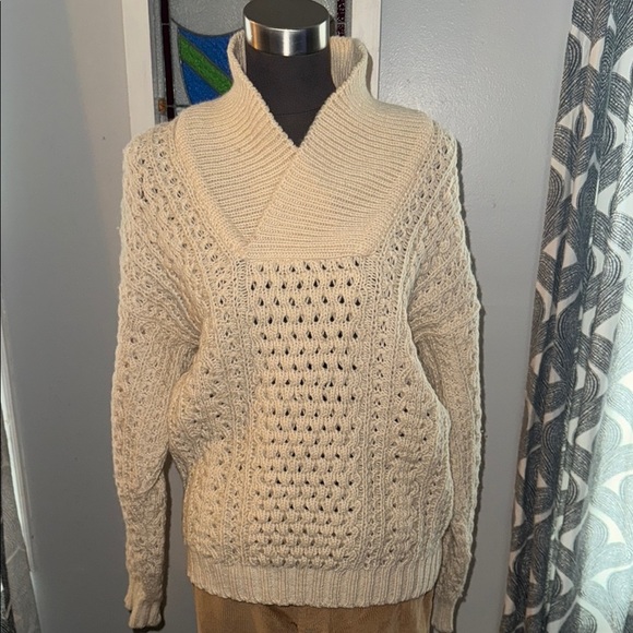 Vintage Quills Knit 100% Wool Irish Hand Knit Sweater - Picture 2 of 9
